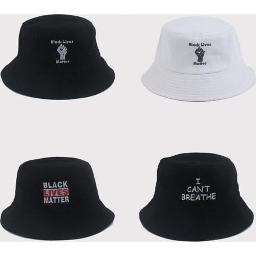 Hot Selling Bucket Hat I CAN'TBREATHE Embroidered Fisherman Hat Womens Summer Beach Hat Sunscreen Unisex Panama Cap Sunbonnet