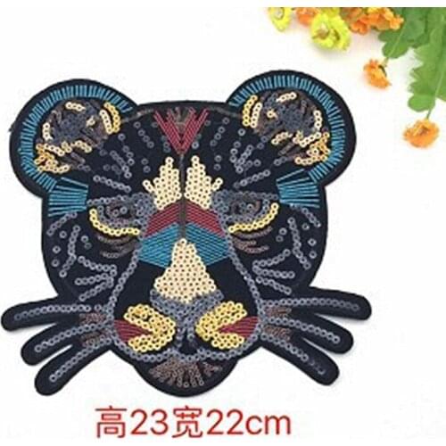 Punk Street Style Leopard Patches Embroidered Sequins Bling-Bling Patches for Clothing Jeans T-Shirt DIY Motif Appli