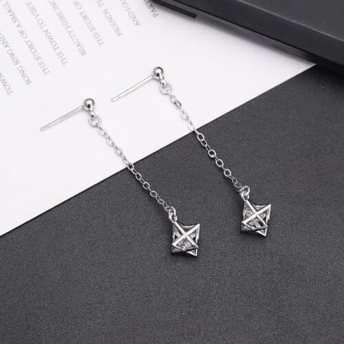 Real 925 Sterling Silver Prevent Allergy Crystal Geometric Ball Drop Earrings For Women Girls 2020 Wedding Jewelry Gifts Brincos