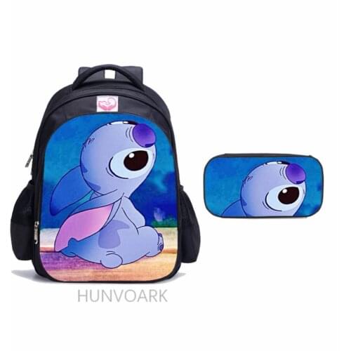 16 Inch 2pcs/Set Stitch Children School Bags Orthopedic Backpack Kids School Boys Girls Mochila Infantil Catoon Bags