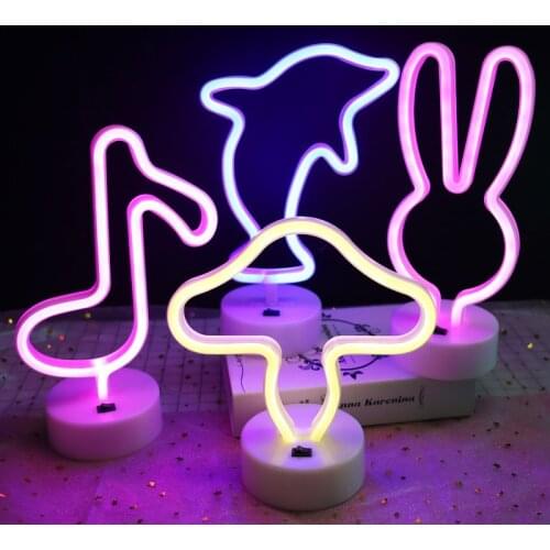 USB LED Neon Night Light Wall Hanging Rainbow Night Light Christmas family Party Decoration Lights With Base