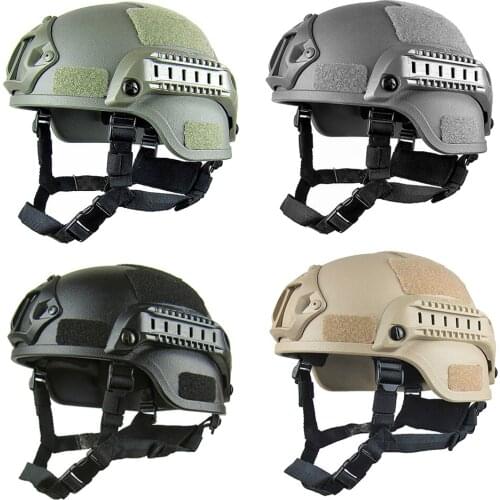 Tactical Helmet Adjustable ABS Helmet Lightweight FAST Helmet w/ Side Rail Outdoor Tactical Painball Riding Protect Gear