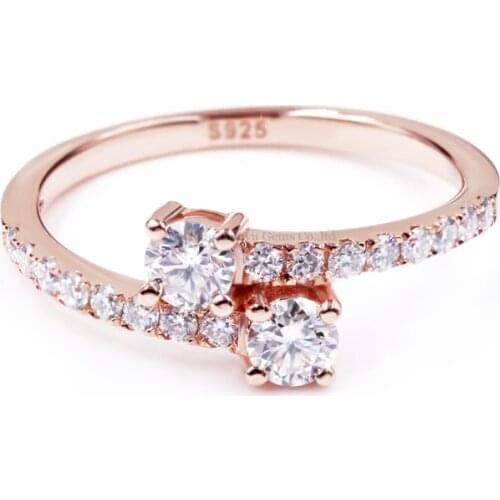 Tianyu Gem 4mm Round Moissanite Egagement Rings Silver 925 Classic Jewelry Women Finger Rings Fanshion Trendy Gold Plated Band