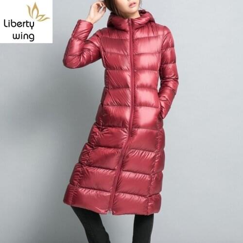 Streetwear Coat Female High Quality Fashion Slim Zipper Hooded Down Jacket Winter 2020 Long Sleeve Warm Red Outerwear