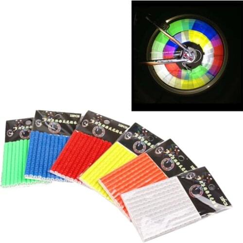 12pcs/lot Bicycle Lights Wheel Rim Spoke Clip Tube Safety Warning Light Cycling Bike Strip Reflective Reflector Bike Accessories