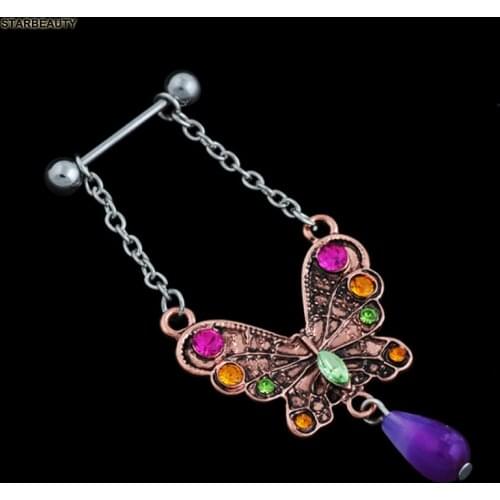 Vintage Butterfly Nipple Piercing Mamilo, Crystal Nipple Rings Summer Body Tepel Piercing Ombligo, Sexy Nipple Piercings Mamelon