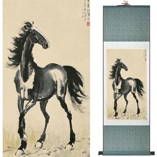 Top quality Chinese Horse silk painting Horse art painting Silk scroll art painting eight horse painting20190828023