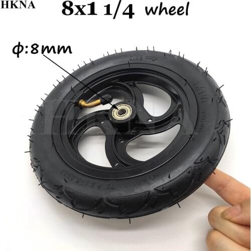 High Quality 8X1 1/4 Wheel Tire 8 Inch Electric Scooter 8x1.25 Pneumatic Tire Wheel With Metal Hub 8mm Bearing