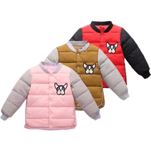 Winter Toddler Kid Baby Girl Boy Down Parkas Cotton-padded Cartoon Long Sleeve Jacket Coat Tops Splice Outwear Snowsuits 3-8Y