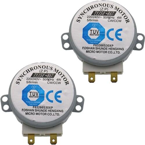 2pcs/lot AC 220-240V 4W 6RPM 48mm Micro Synchronous Motor for Warm Air Blower 50/60Hz CW/CCW TYJ50-8A7 microwave oven tray motor