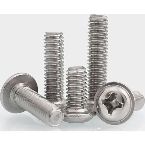 20PCS M3 M4 M5 Philips Round Button Head With Washer Screws A4 316 Stainless Steel