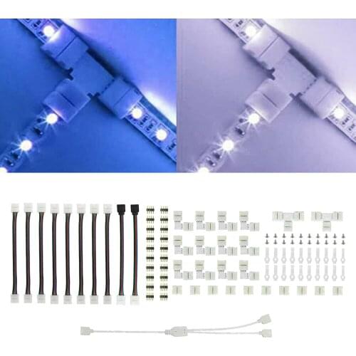 4 Pin L/T Cross Shape PCB Solderless Corner Connector Strip Connector For RGB 5050 Led Strip Light