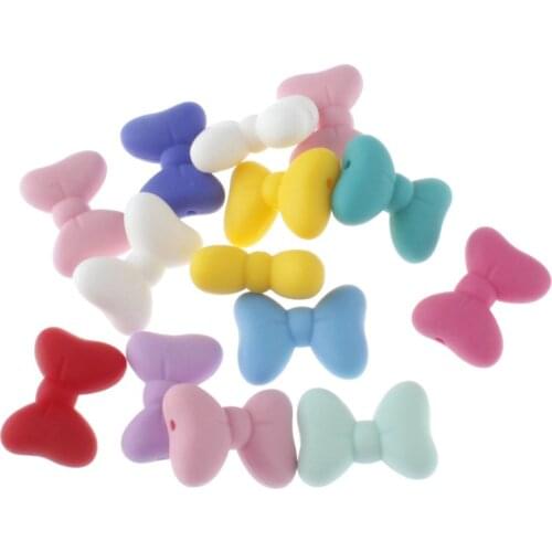 50pcs Bow Silicon Beads Baby Teething Bpa Free Diy Baby Teether Bead Nurse Jewelry Chewable Silicone Baby Teething Beads