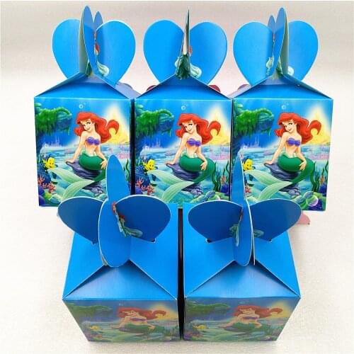 6pcs Little Mermaid Candy Box Party Suppliers Gift Box For Kids Girl Birthday Party Decoration Baby Shower Mermaid Party Favors