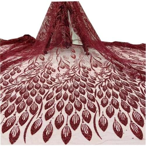 African Lace Fabric Nigerian Lace Fabric Embroidery French 2021 High Quality Tulle Lace with Sequins for Bridal ZX-160