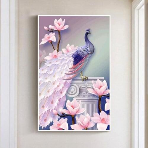 5D Diamond Peacock Painting DIY Embroidery Cross Stitch Kit DIY Diamond Painting Cross Stitch Diamond Mosaic Home Art Decoration