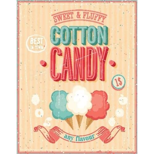 COTTON CANDY LARGE METAL TIN SIGN POSTER VINTAGE STYLE WALL PLAQUE Metal Tin Signs