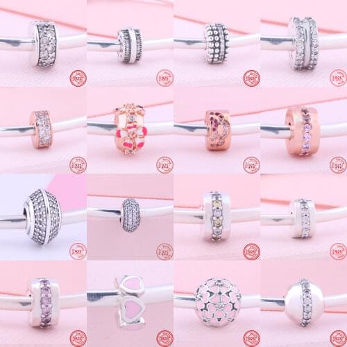 925 Sterling Silver Charm Love Zircon Sparkling Clip Beads Fit Original Pandora Charms Bracelet Women DIY Authentic Jewelry Gift