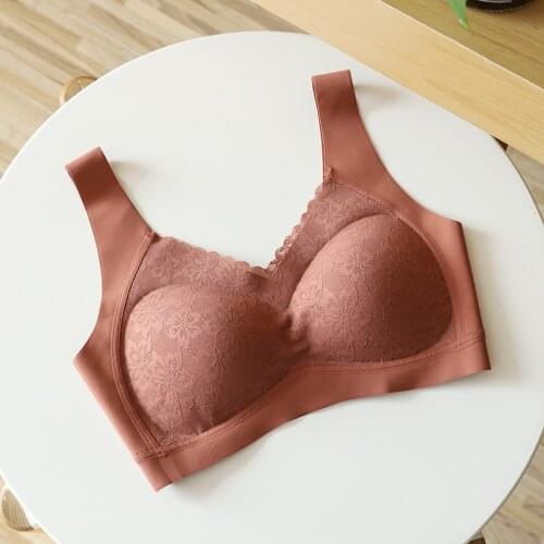 Latex unrimmed lace women push up bra with beautiful back and traceless adjustable sports bra for ladies female intimates