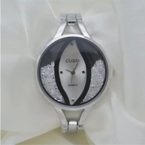 CUSSI Silver Luxury Womens Bracelet Watches Fashion Quartz Wristwatches Ladies Dress Watches relogio feminino reloj mujer Gifts