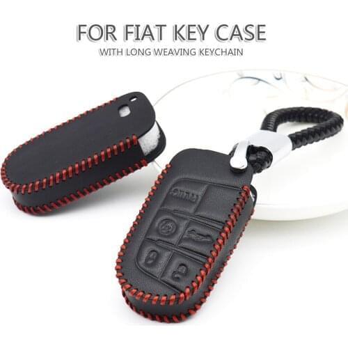 Real Leather Key Cover Case For Fiat 500 Ducato Egea Tipo Punto Freemont Capa Chave Panda Stilo Smart Car Accessories Key Holder
