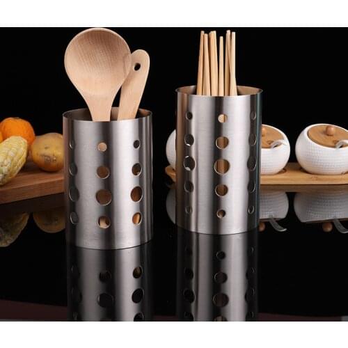 Stainless Steel Chopsticks Holder Thick round Chopsticks Cage Draining Bucket Creative Kitchen Tools