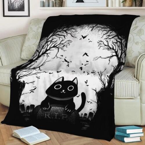 Black Cat Flannel Throw Blanket 3D Printed Keep Warm Sofa Child Blanket Home Decor Textiles Dream Family Gift
