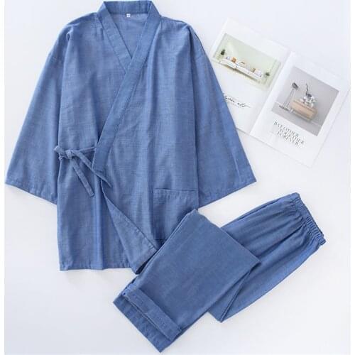 Kimono Sleepwear for Man Japanese Traditional Bathrobe Pajamas Sets Woman Yukata Nightgown Lover Leisure Wear Nightgown Homewear