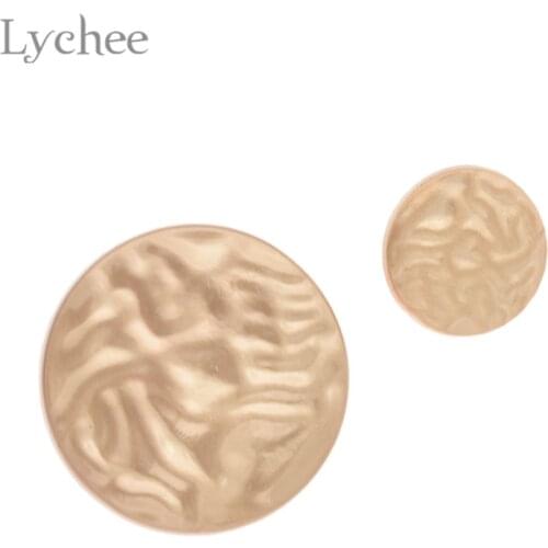 Lychee Life 10pcs Round Metal Buttons Gold Color Buttons DIY Sewing Material Button For Garments