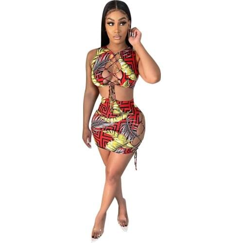 Summer Two Piece Outfit For Women Skirts Sets Matching Sets Tie Dye Crop Top Tee And Bodycon Dress Holiday Party And Club Wear