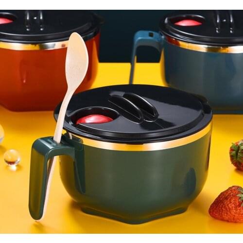 1000ml/1300ml Noodle Bowl Eco-friendly Good Seal Performance Stainless Steel BPA Free Soup Liquid Bowl with Lid for Home