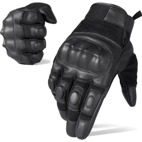 TouchSceen Leather Motorcycle Full Finger Gloves Black Motorbike Motocross Riding Racing ATV Bike Bicycle Protective Men