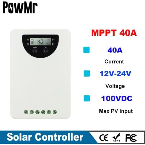 MPPT 40A Solar Charge and Discharge Controller 12V 24V Auto MPPT Boost Equalization Float Charging for Liquid Gel AGM Lithium