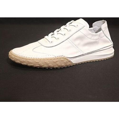 Autumn New Men White Shoes Lightweight Breathable Mens Casual Loafers Genuine Leather Soft Sneaker