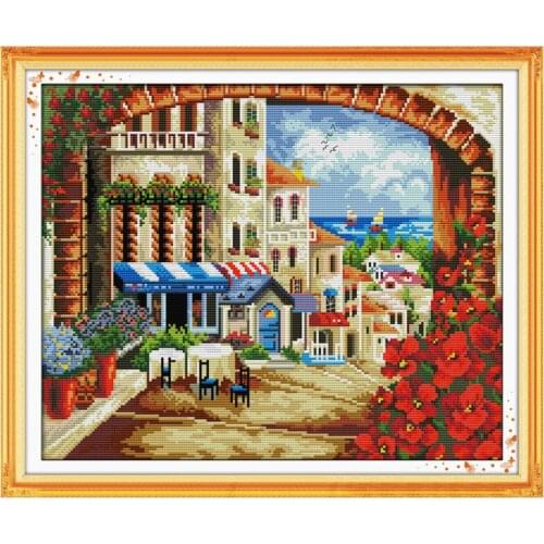 TOP Mediterranean path painting counted 11CT 14CT DIY kit Chinese wholesale Cross Stitch embroidery needlework Sets home decor