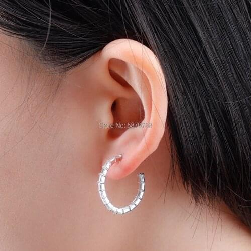 2020 New Earrings Jewelry Korean Brass Baguette Stone Zircon Wedding Cuff Earrings Jewelry