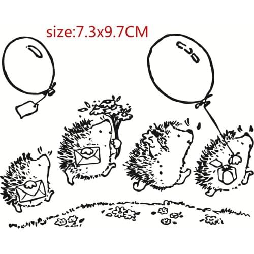 New hedgehog balloon Silicone Clear Rubber Stamp Sheet Cling Scrapbooking DIY Cute Pattern Photo Album PaperCard Decor Stamp