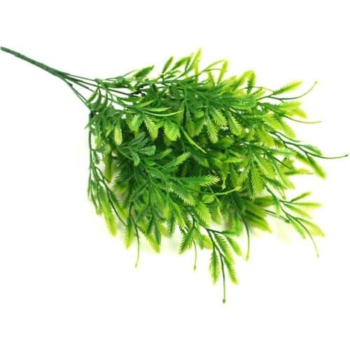 Plastic Artificial Plant Realistic Faux Green Leaf Decor Lifelike Artificial Fake Leaf Stem Plant For Household Office Supplies