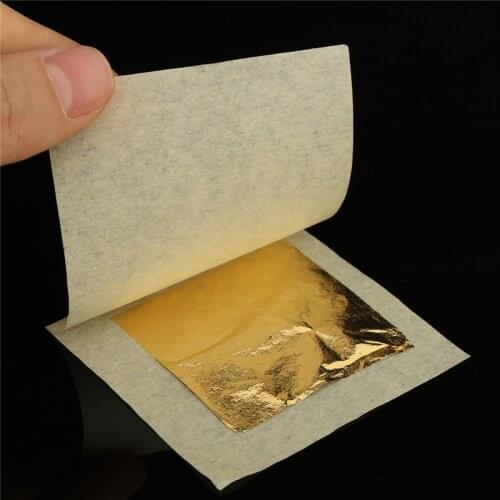 50Pcs 24 K Genuine Edible Gold Foil Leaf For Cooking Food Cake Decoration Art Work Gilding Face Beauty Care 4.33X4.33cm