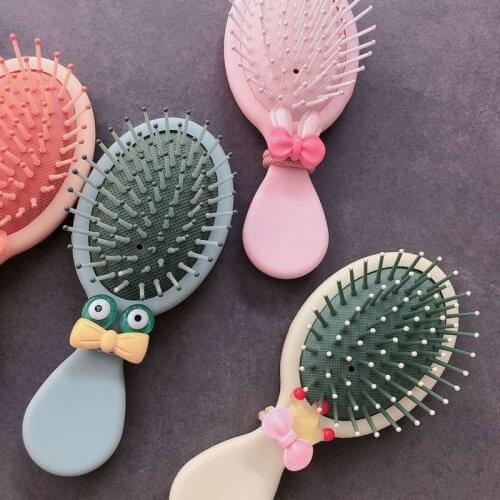 Hair Brush Anti-static Non-slip Handle Hair Comb Head Scalp Massager Cute Mini Comb Portable Air Cushion Comb with Hair Band