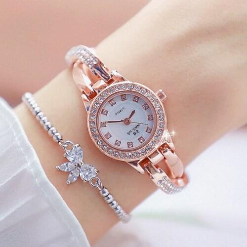 Luxury Brand lady Crystal Watch Women Dress Watch Fashion Gold Quartz Watches Female Stainless Steel Wristwatches date clock