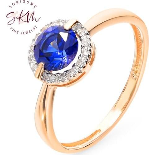 SKM Vinatge Sapphire Ring with diamonds rings for women Engagement rings designer Promise Luxury Fine Jewelry