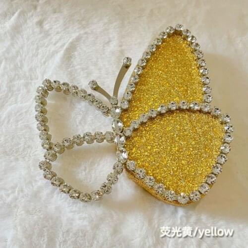 Rhinestone Metal Frame Evening Clutch Butterfly Shape Clutch Bag PU Diamond Crystal Women Small Handbags