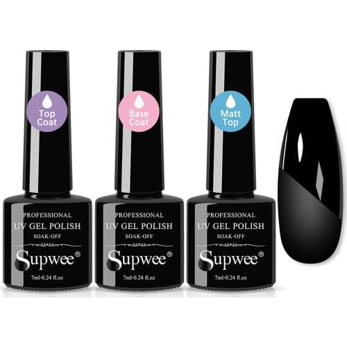 Supwee 3Pcs/2Pcs/1Pc Nail Top Coat and Base Coat Semi-permanent 7ml UV Gel Varnishe Primer Nail Matte Top Coat Base Top Coat Set