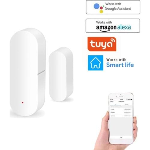 Tuya Smart WiFi Door Sensor Door Open / Closed Detectors Wifi Home Security Alarm Compatible With Alexa Google Home Tuya APP