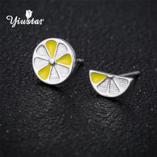 Yiustar Cute Lemon Earrings Fruit Tiny Earrings Girls Birthday Gifts New Fashion Earring For Women Bijoux Jewelry Keepsake