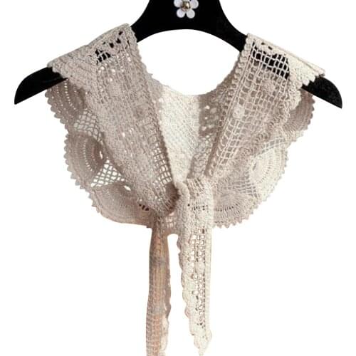 Womens Lapel Large Shawl Wrapped with Ribbon Bow and Fake Double Necklace A66