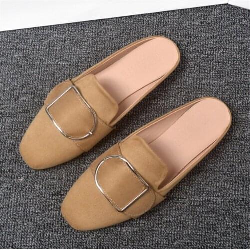 Womens Winter Low Heels Lazy Slides Ladies Designer Platform Slippers Fashion Party Square Mules Shoes Home Flip Flops EU30-43