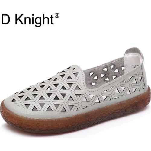 2021 Summer New Soft Bottom Flats Genuine Leather Women Shoes Leisure Slip On Women Sandals Retro Handmade Women Loafers White