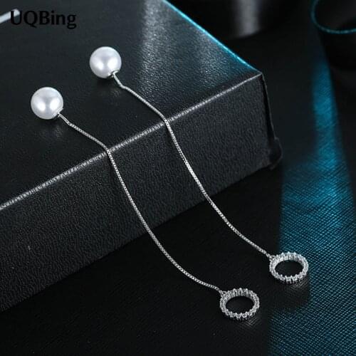 Good Jewelry Fashion Pure 925 Sterling Silver Drop Earrings Pearl Drop Earrings Jewelry Pendientes Brincos